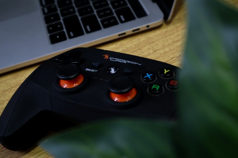 Game controller close-up thumbstick desk