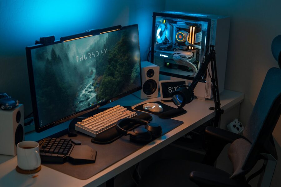 Gamer smartphone authenticator app computer desk