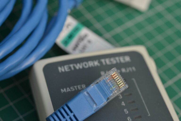 Ethernet cable router closeup