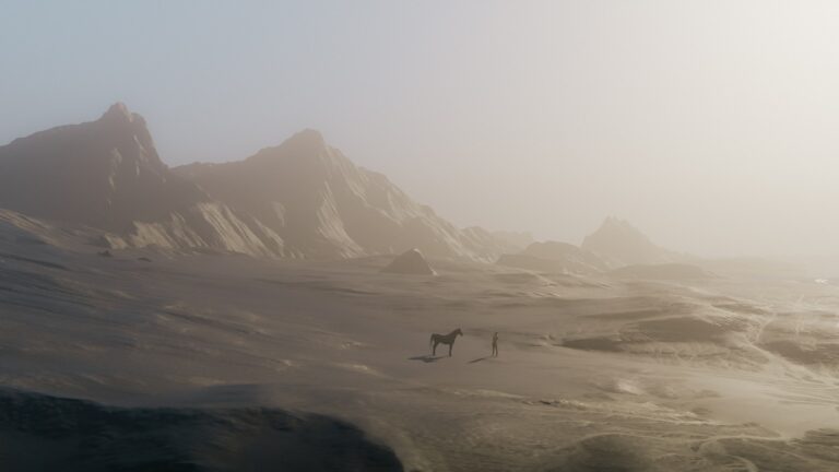Fantasy sandstorm monster hunt party