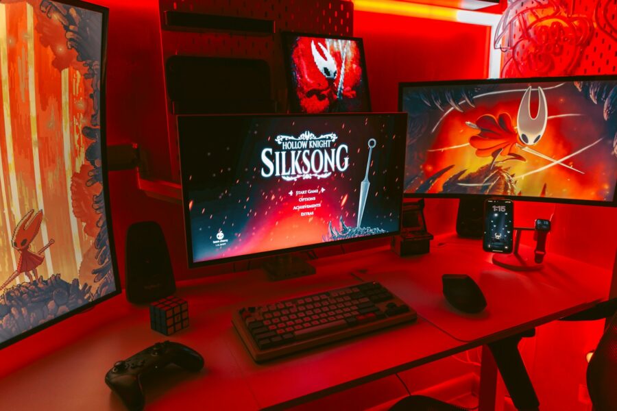 Monitor desk rgb keyboard mouse