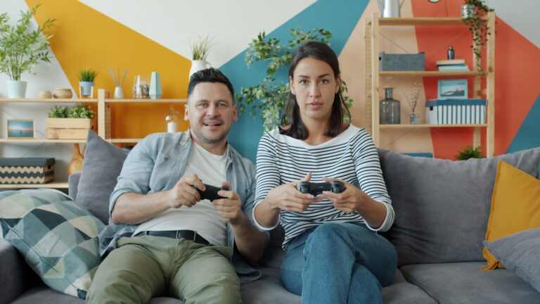 Child gaming console living room parent
