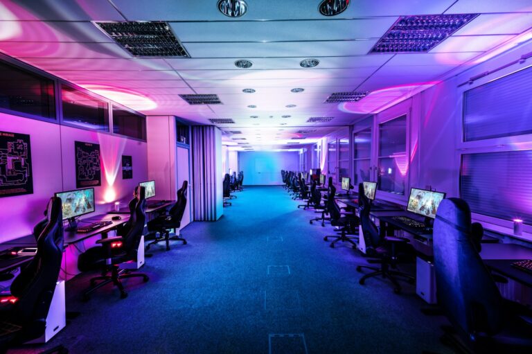 Esports broadcast control room casters screens