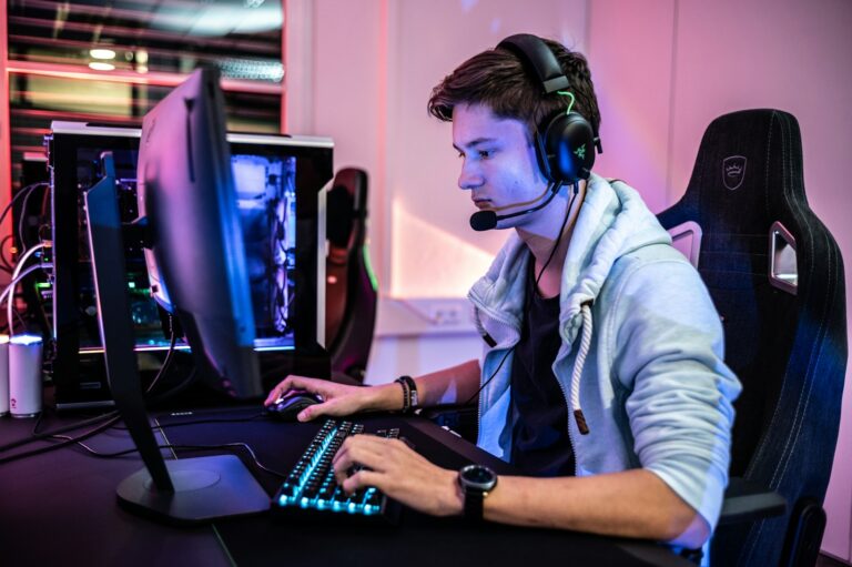 Pro gamer practicing