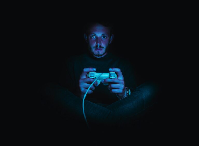 Console gamer holding