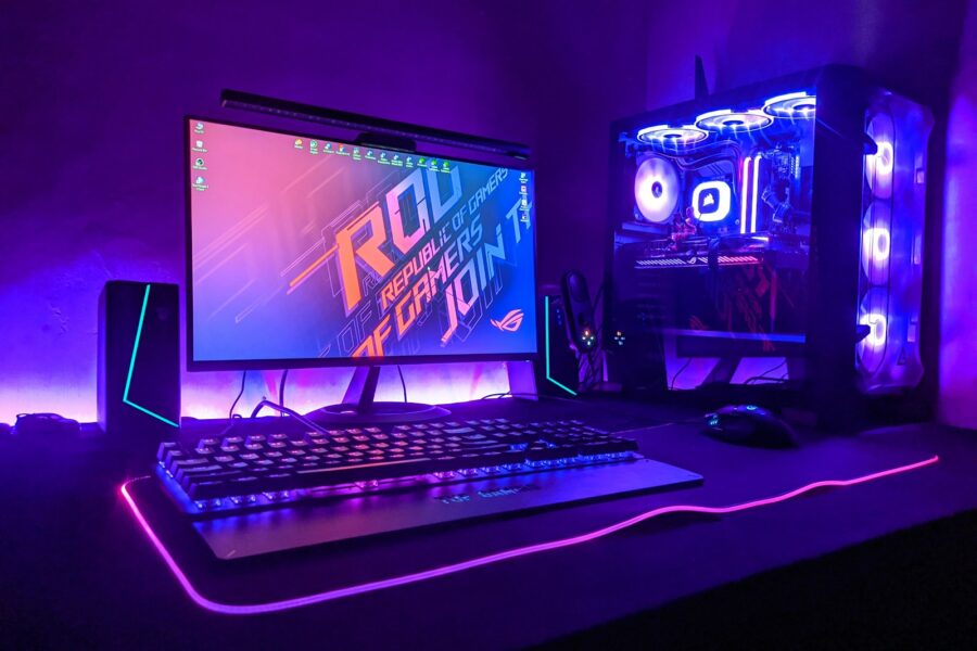 Gaming laptop cooling fan vents desk setup
