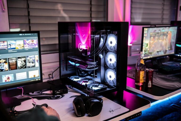 Gaming laptop cooling fan vents desk setup