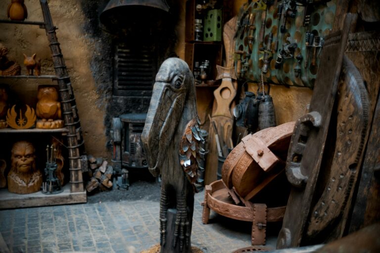 Fantasy rpg character inspecting armor blacksmith shop