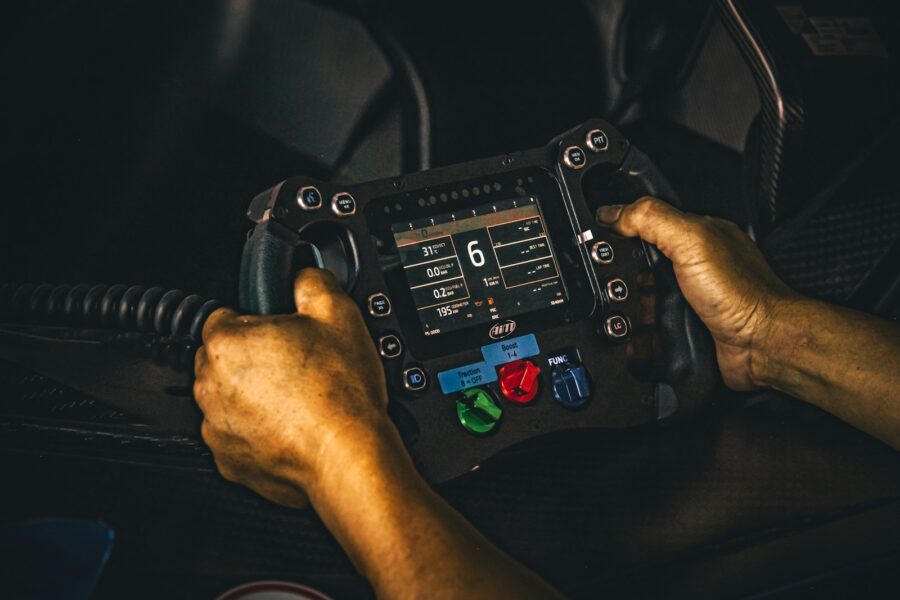 Racing cockpit view