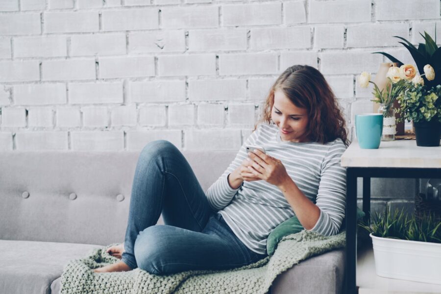 Woman playing word