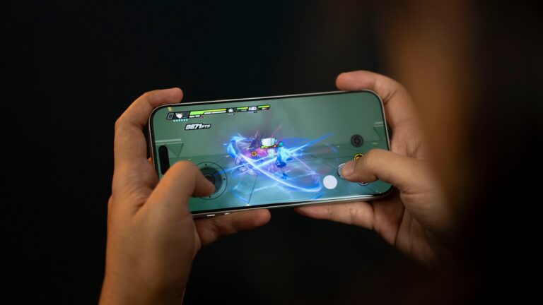 Hand holding smartphone