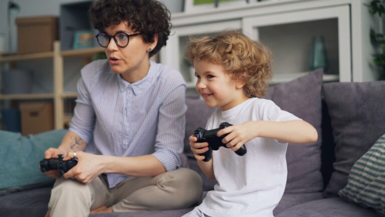 Teenager playing online