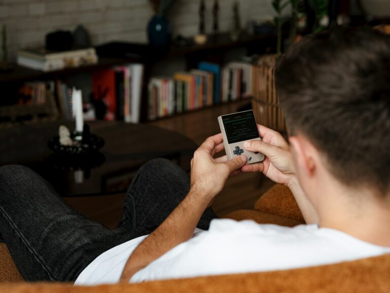 Handheld gaming person