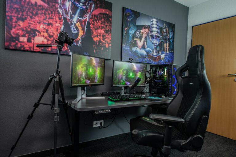 Gaming setup router console desk
