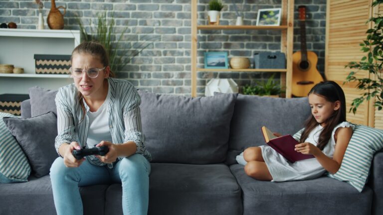 Teen using console