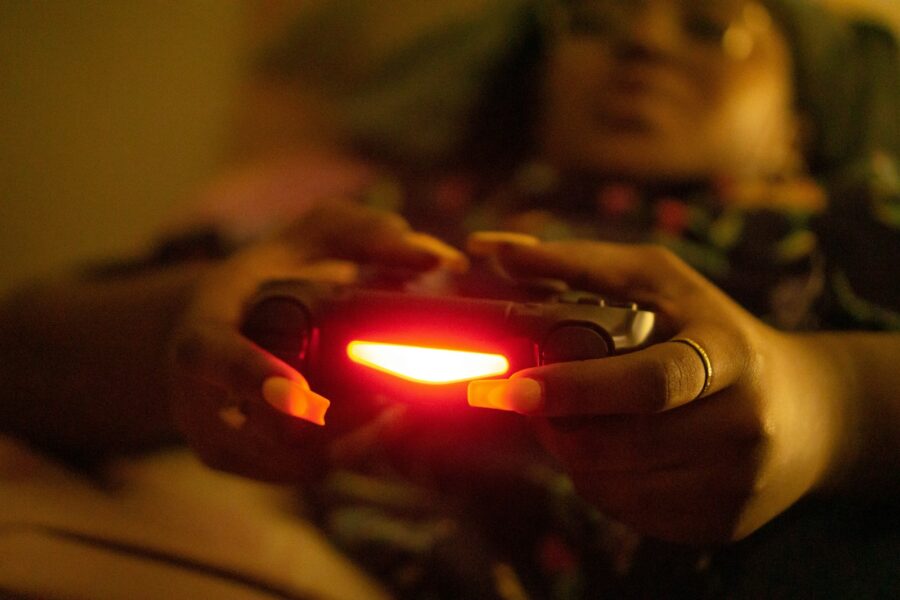 Person playing mobile