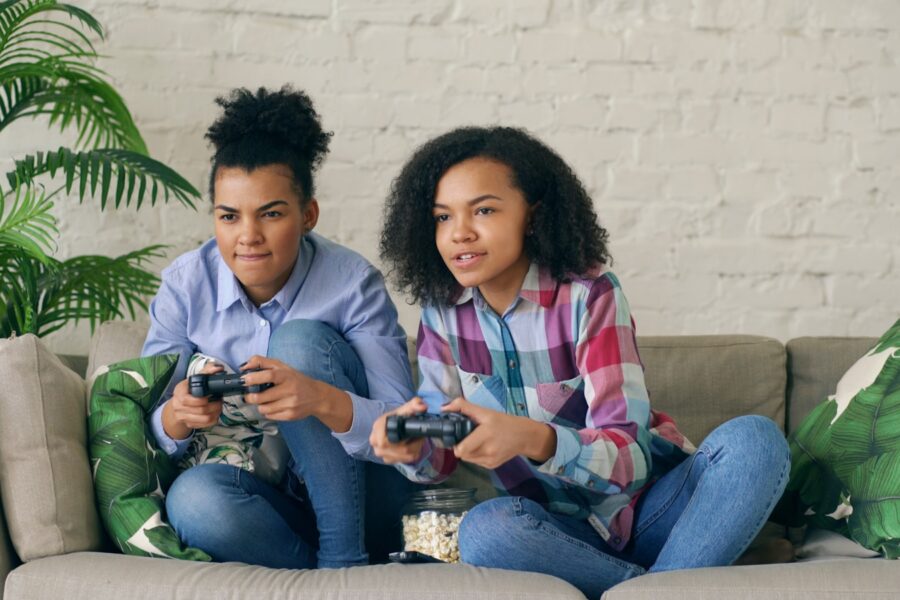 Friends playing mobile