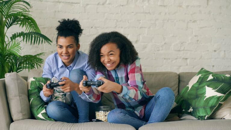Friends playing mobile
